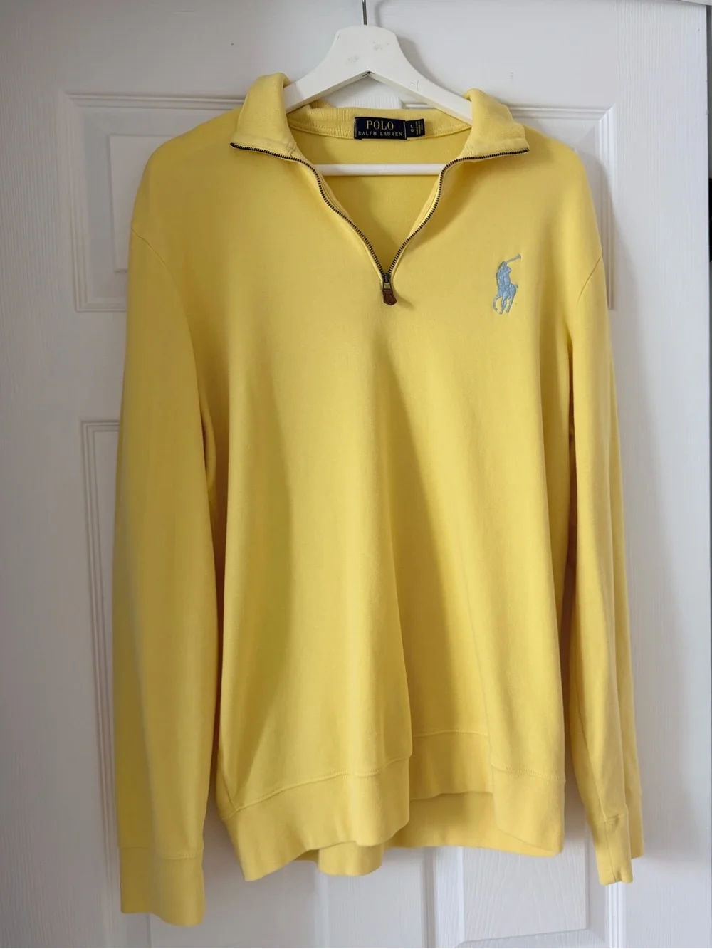 Polo Ralph Lauren Men’s Yellow Quarter-Zip Cotton Pullover Big Pony Size Large